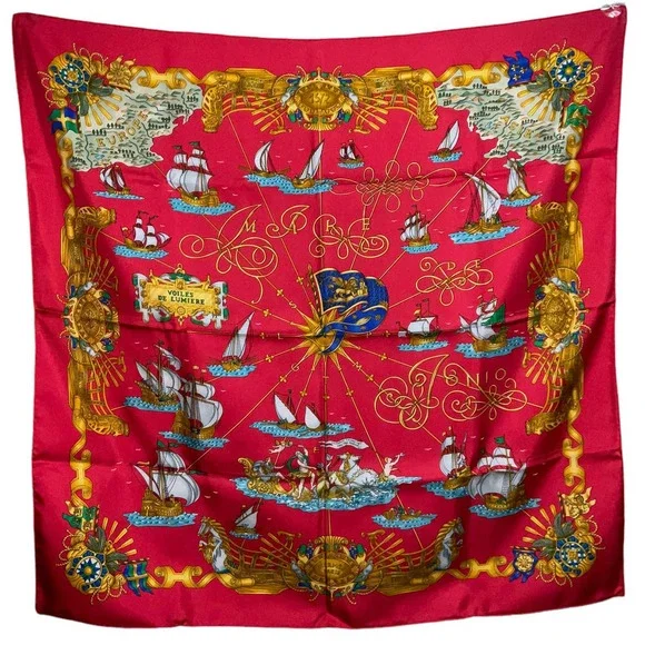 Hermes SILK SCARF “VOILE DE LUMIERE” 90cm square RED NWT/BOX - Picture 8 of 16